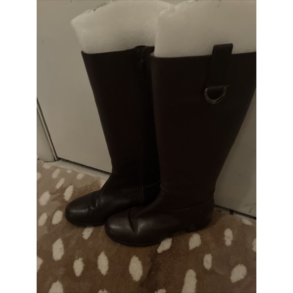 Lauren Ralph Lauren Sagira Tall Riding Boots Dark Brown Burnished Calf 7